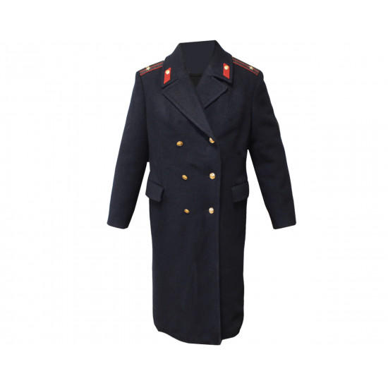 Policía de la justicia soviética, azul militar, abrigo de posguerra